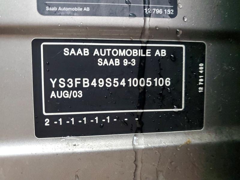 Aukcja sprzedaży 2004 Saab 9-3, vin: YS3FB49S541005106, numer aukcji: 46175156