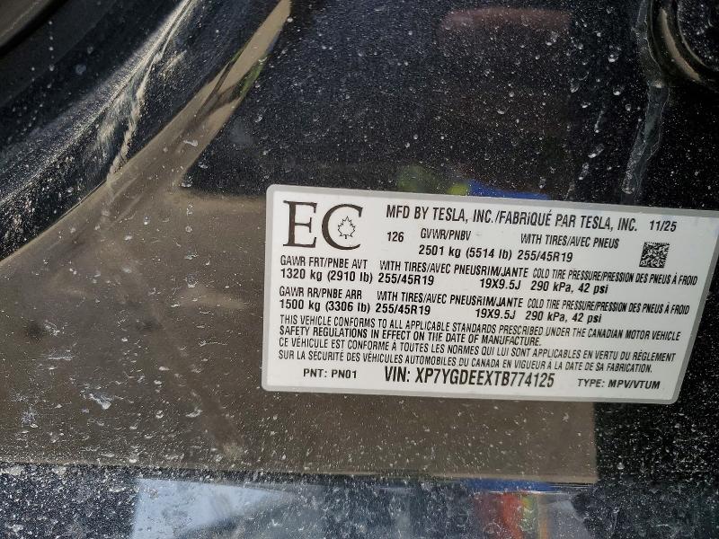 Продажа на аукционе авто 2026 Tesla Model Y, vin: XP7YGDEEXTB774125, номер лота: 47704526