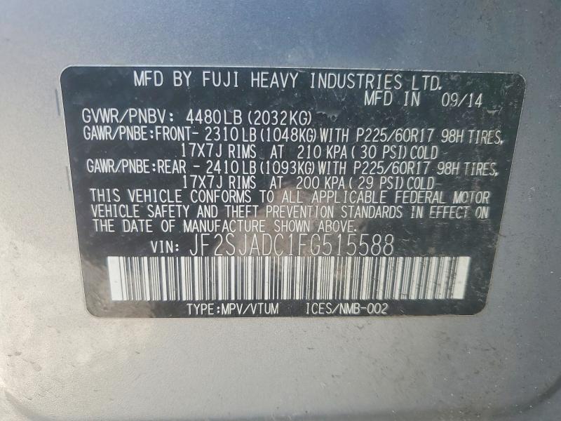 Aukcja sprzedaży 2015 Subaru Forester, vin: JF2SJADC1FG515588, numer aukcji: 47652546
