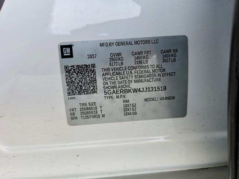 Aukcja sprzedaży 2018 Buick Enclave, vin: 5GAERBKW4JJ131518, numer aukcji: 45870796