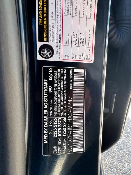 46900576 :رقم المزاد ، WDDZF4JB1HA049247 vin ، 2017 Mercedes-benz E مزاد بيع