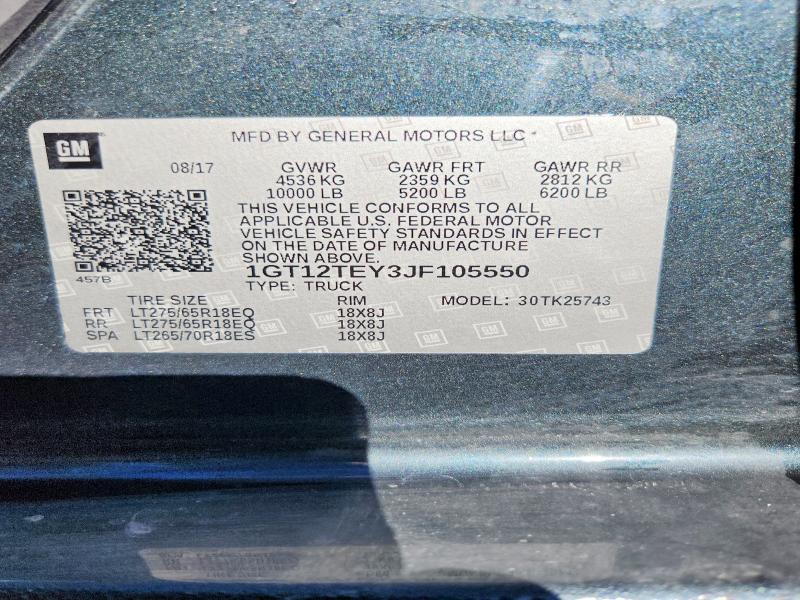Продажа на аукционе авто 2018 Gmc Sierra, vin: 1GT12TEY3JF105550, номер лота: 79972655