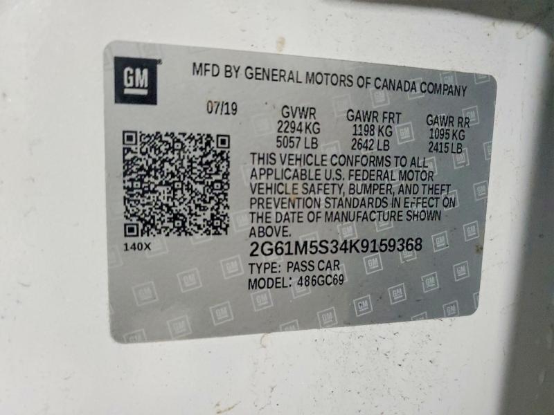 47726096 :رقم المزاد ، 2G61M5S34K9159368 vin ، 2019 Cadillac Xts مزاد بيع
