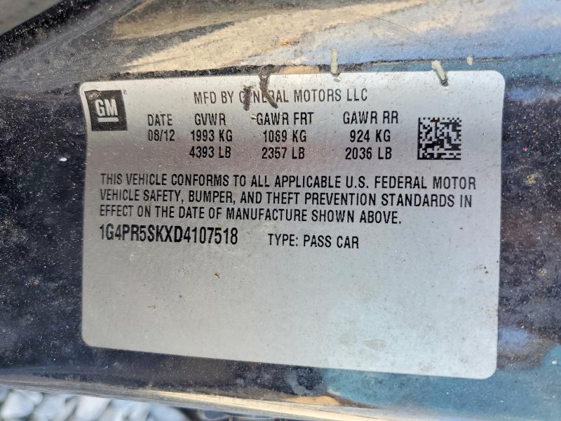 47961466 :رقم المزاد ، 1G4PR5SKXD4107518 vin ، 2013 Buick Verano مزاد بيع
