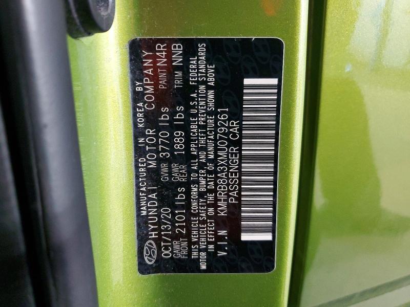 Продаж на аукціоні авто 2021 Hyundai Venue, vin: KMHRB8A3XMU079261, номер лоту: 41892166