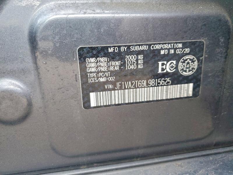 Продажа на аукционе авто 2020 Subaru Wrx, vin: JF1VA2T69L9815625, номер лота: 77599685