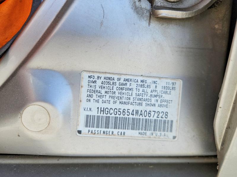Продажа на аукционе авто 1998 Honda Accord, vin: 1HGCG5654WA067228, номер лота: 79629895