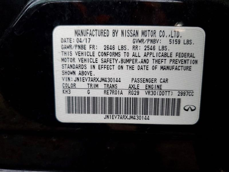 Aukcja sprzedaży 2018 Infiniti Q50, vin: JN1EV7ARXJM430144, numer aukcji: 46346116