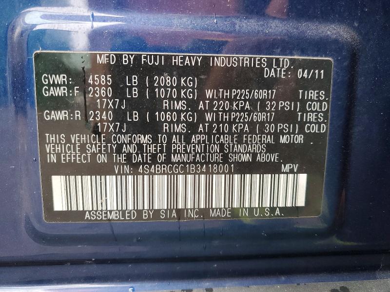 Продажа на аукционе авто 2011 Subaru Outback, vin: 4S4BRCGC1B3418001, номер лота: 47223576