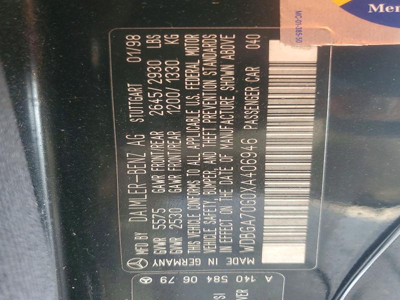 Продажа на аукционе авто 1999 Mercedes-benz Cl, vin: WDBGA70G0XA406946, номер лота: 47200216