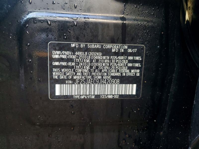 Aukcja sprzedaży 2018 Subaru Forester, vin: JF2SJAEC9JH420908, numer aukcji: 41817956