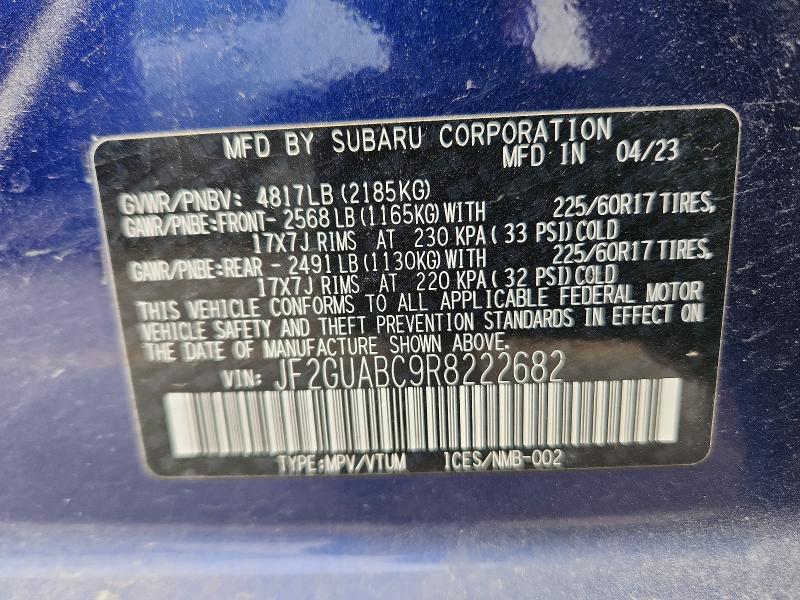 Продажа на аукционе авто 2024 Subaru Crosstrek, vin: JF2GUABC9R8222682, номер лота: 79069915