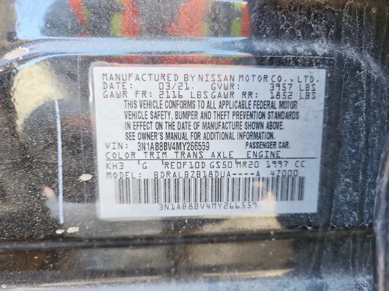 2021 Nissan Sentra მანქანა იყიდება აუქციონზე, vin: 3N1AB8BV4MY266559, აუქციონის ნომერი: 77410225