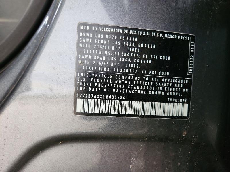 Aukcja sprzedaży 2020 Volkswagen Tiguan, vin: 3VV2B7AXXLM032884, numer aukcji: 47507506