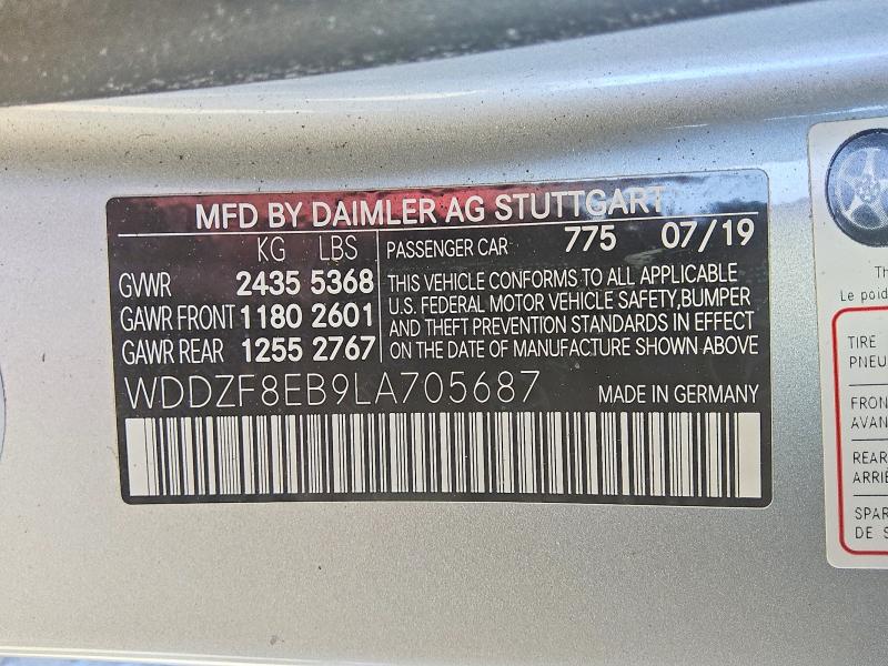 2020 Mercedes-benz E მანქანა იყიდება აუქციონზე, vin: WDDZF8EB9LA705687, აუქციონის ნომერი: 42067676