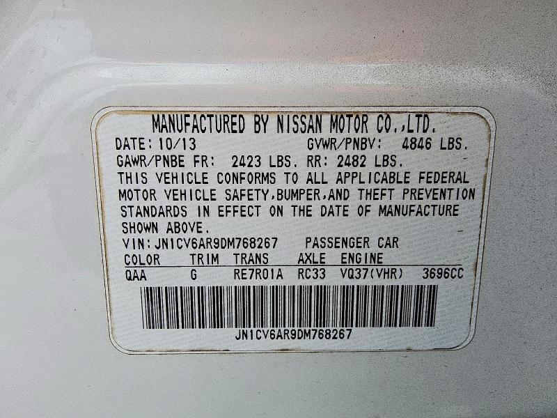Aukcja sprzedaży 2013 Infiniti G37 Sedan, vin: JN1CV6AR9DM768267, numer aukcji: 79636135