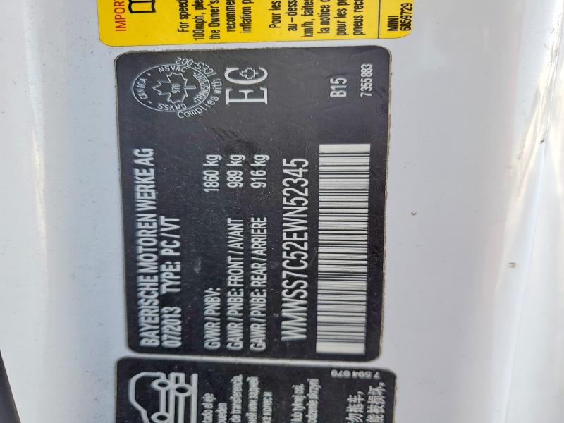 Продажа на аукционе авто 2014 Mini Cooper, vin: WMWSS7C52EWN52345, номер лота: 47808386