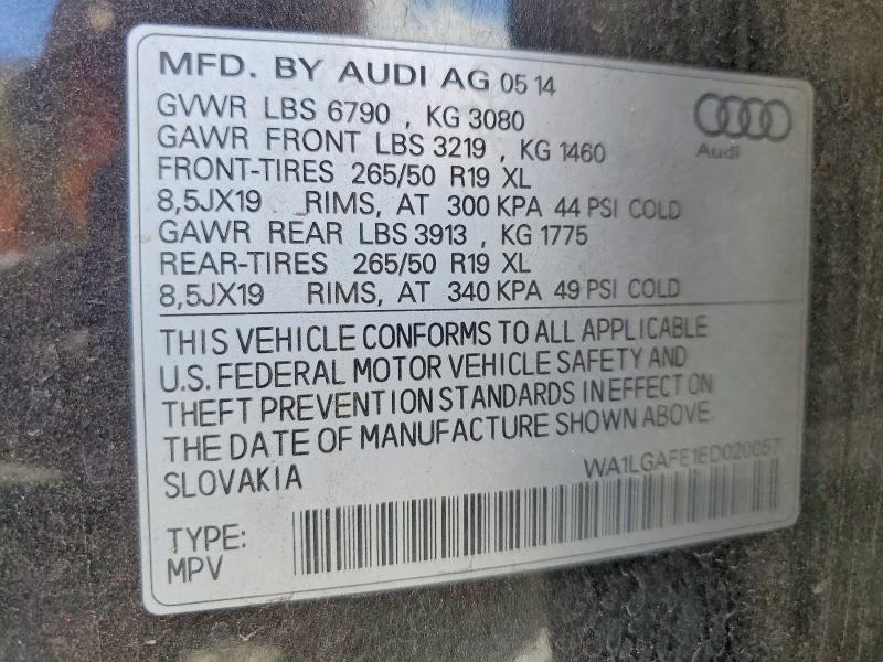 Aukcja sprzedaży 2014 Audi Q7, vin: WA1LGAFE1ED020057, numer aukcji: 79923335