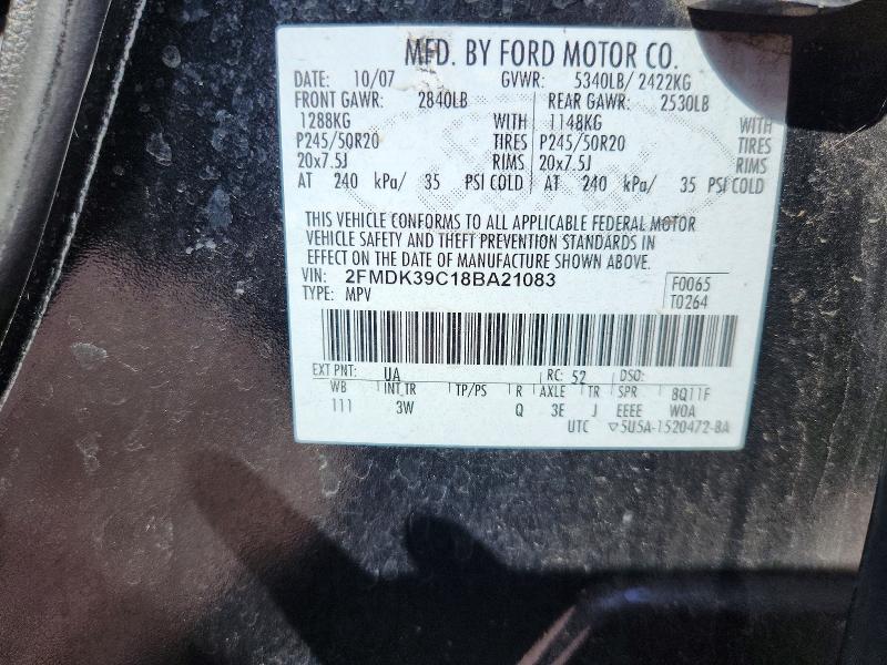 41798906 :رقم المزاد ، 2FMDK39C18BA21083 vin ، 2008 Ford Edge مزاد بيع