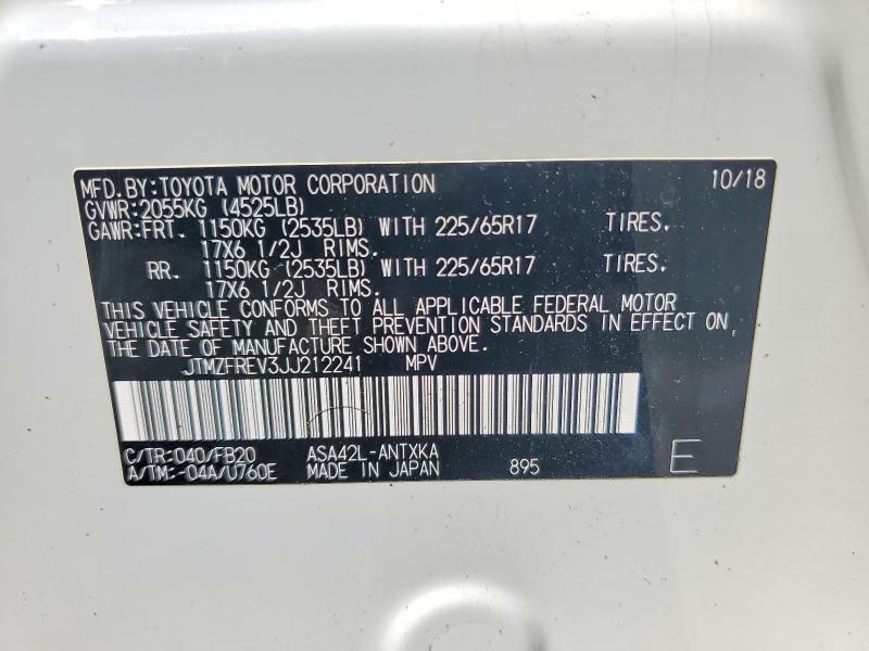 2018 Toyota Rav4 მანქანა იყიდება აუქციონზე, vin: JTMZFREV3JJ212241, აუქციონის ნომერი: 46050906