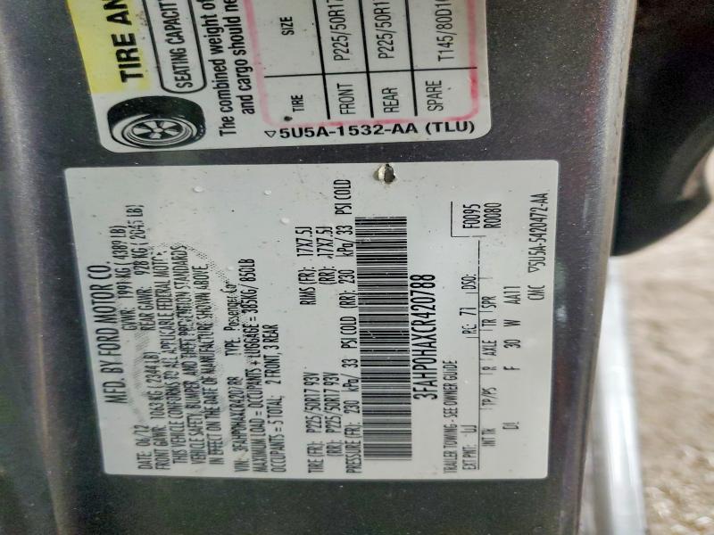 2012 Ford Fusion მანქანა იყიდება აუქციონზე, vin: 3FAHP0HAXCR420788, აუქციონის ნომერი: 46146176