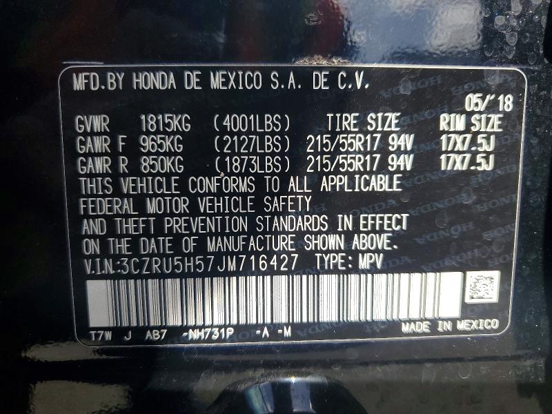 Продажа на аукционе авто 2018 Honda Hr-v, vin: 3CZRU5H57JM716427, номер лота: 47274356