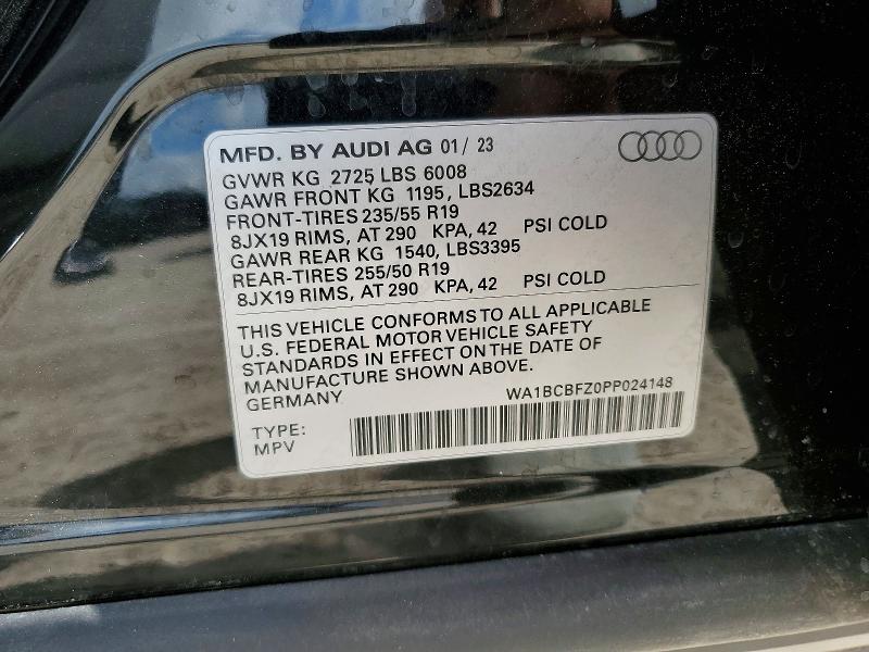 2023 Audi Q4 E-tron მანქანა იყიდება აუქციონზე, vin: WA1BCBFZ0PP024148, აუქციონის ნომერი: 47108946