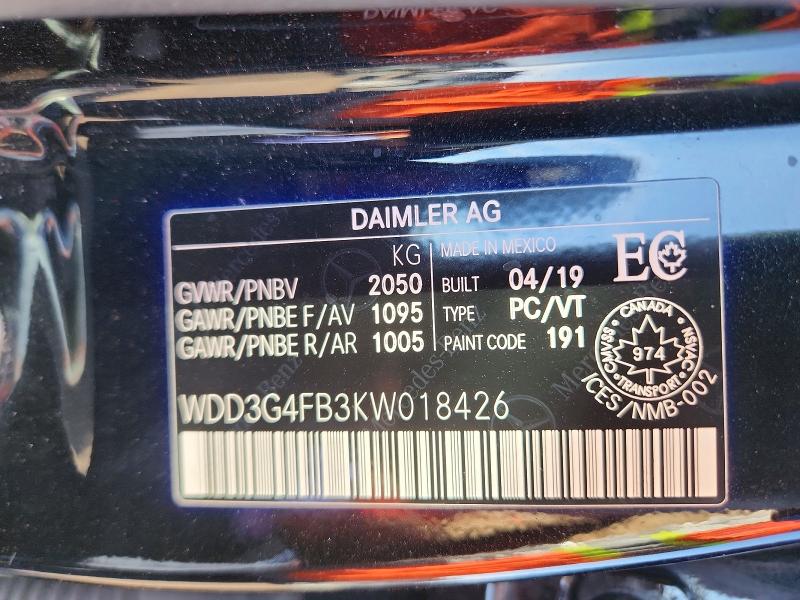Продаж на аукціоні авто 2019 Mercedes-benz A, vin: WDD3G4FB3KW018426, номер лоту: 77018845