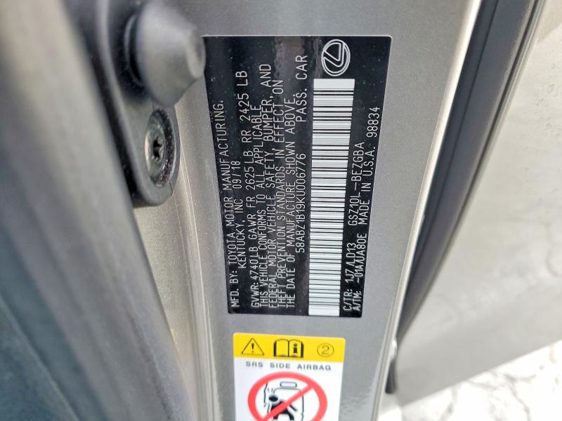 Продажа на аукционе авто 2019 Lexus Es 350, vin: 58ABZ1B19KU006776, номер лота: 47554646