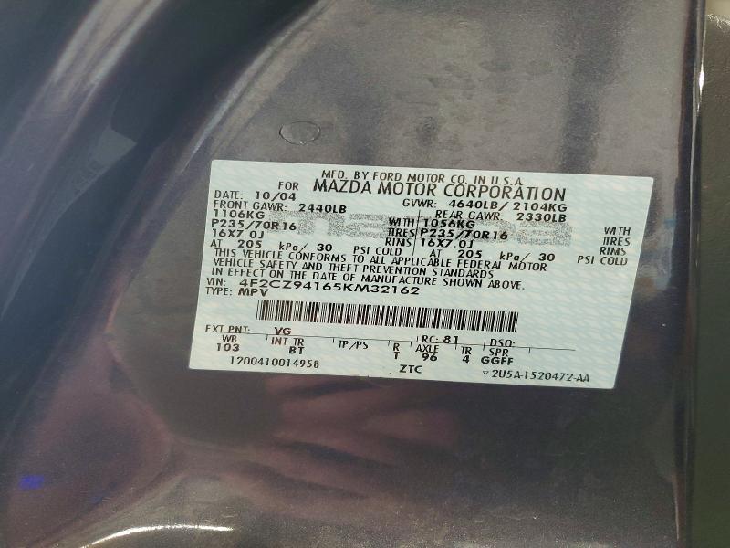 2005 Mazda Tribute მანქანა იყიდება აუქციონზე, vin: 4F2CZ94165KM32162, აუქციონის ნომერი: 79767215