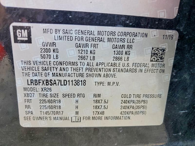 Продаж на аукціоні авто 2020 Buick Envision, vin: LRBFXBSA7LD113818, номер лоту: 45622336