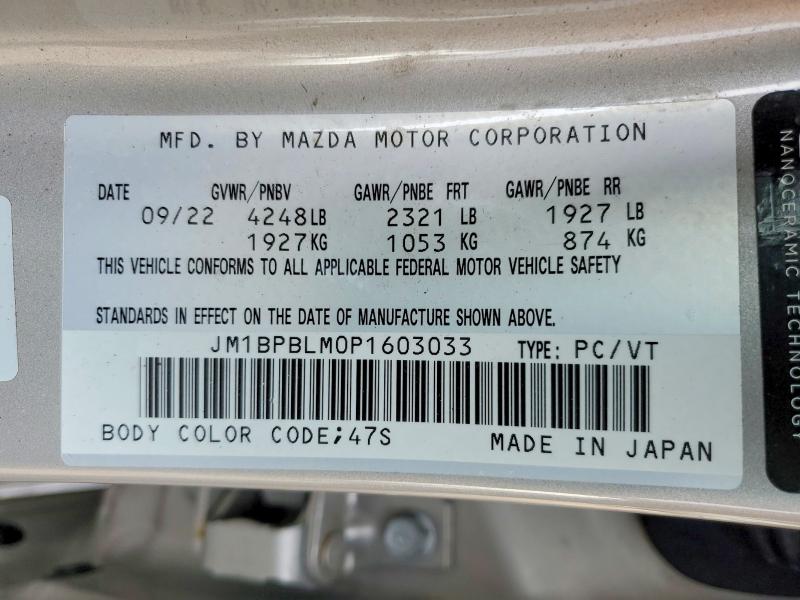 Aukcja sprzedaży 2023 Mazda 3, vin: JM1BPBLM0P1603033, numer aukcji: 46558256