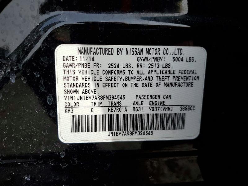 Aukcja sprzedaży 2015 Infiniti Q50, vin: JN1BV7AR8FM394545, numer aukcji: 46438576