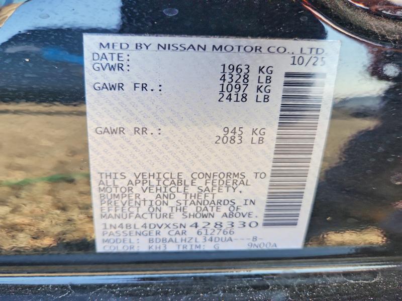Aukcja sprzedaży 2025 Nissan Altima, vin: 1N4BL4DVXSN428330, numer aukcji: 47778556