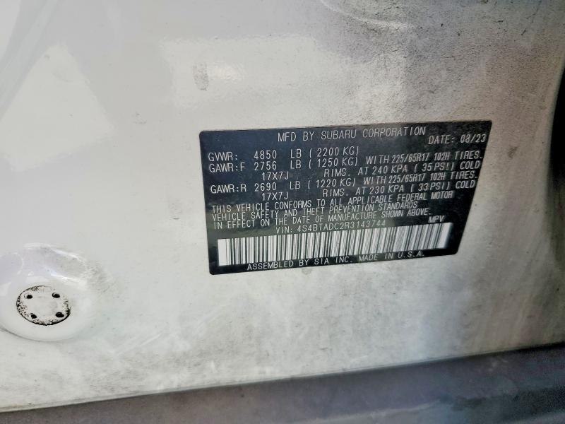 Продажа на аукционе авто 2024 Subaru Outback, vin: 4S4BTADC2R3143744, номер лота: 47307026