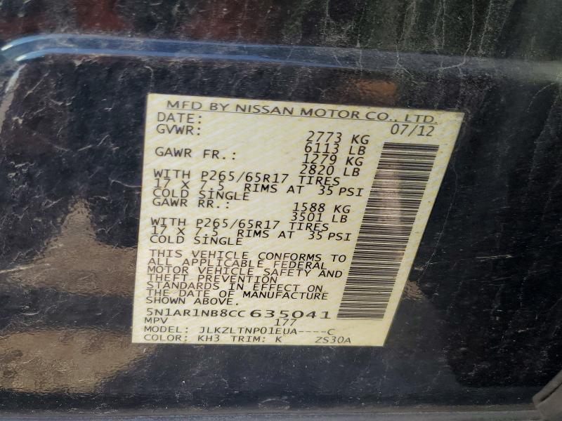 Продаж на аукціоні авто 2012 Nissan Pathfinder, vin: 5N1AR1NB8CC635041, номер лоту: 79882025