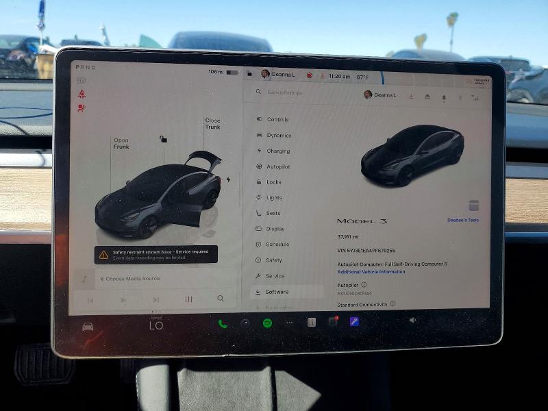 2023 Tesla Model 3 მანქანა იყიდება აუქციონზე, vin: 5YJ3E1EA4PF679255, აუქციონის ნომერი: 41598396