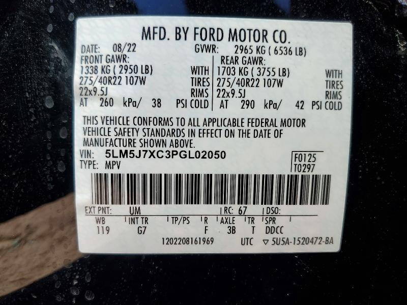 Продаж на аукціоні авто 2023 Lincoln Aviator, vin: 5LM5J7XC3PGL02050, номер лоту: 46176126