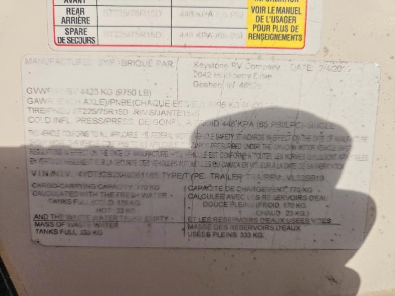 Продажа на аукционе авто 2019 Keystone Crossroads 32fb, vin: 4YDT32S2XK6361165, номер лота: 77212925