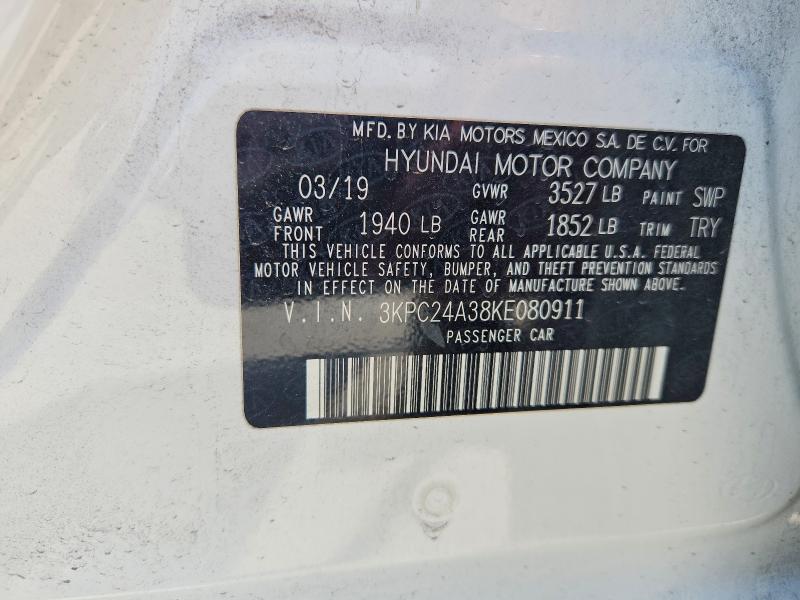 Aukcja sprzedaży 2019 Hyundai Accent, vin: 3KPC24A38KE080911, numer aukcji: 79545895