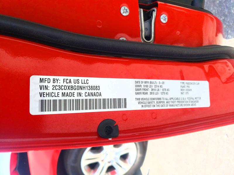 Aukcja sprzedaży 2022 Dodge Charger, vin: 2C3CDXBG0NH138083, numer aukcji: 47804996