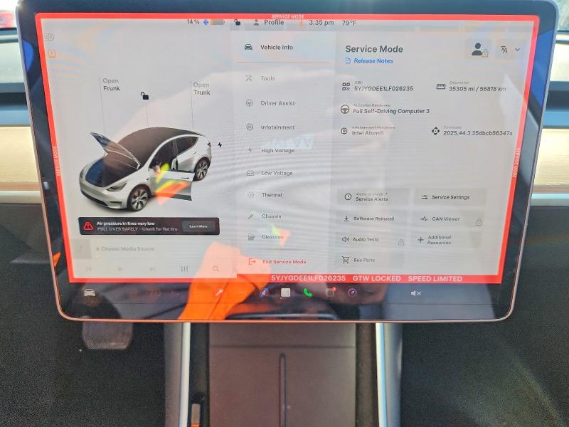 45446756 :رقم المزاد ، 5YJYGDEE1LF026235 vin ، 2020 Tesla Model Y مزاد بيع