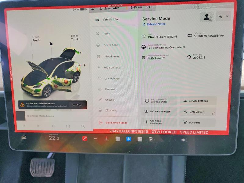 Aukcja sprzedaży 2022 Tesla Model Y, vin: 7SAYGAEE6NF518246, numer aukcji: 79476965
