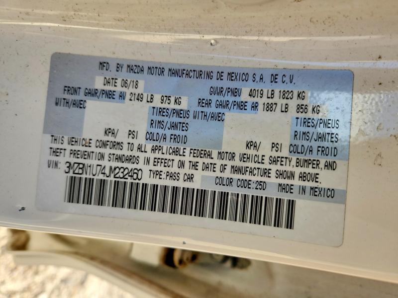 Продажа на аукционе авто 2018 Mazda 3, vin: 3MZBN1U74JM232460, номер лота: 45655116
