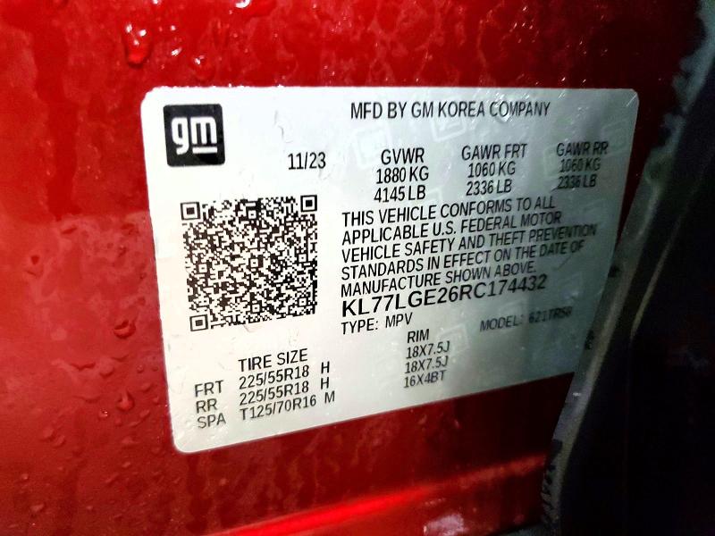 Aukcja sprzedaży 2024 Chevrolet Trax, vin: KL77LGE26RC174432, numer aukcji: 47603586