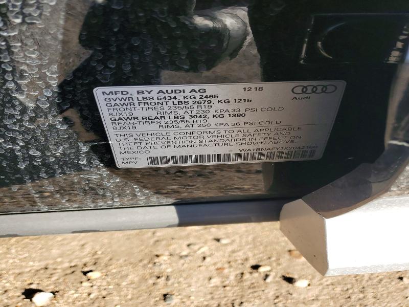 78279805 :رقم المزاد ، WA1BNAFY1K2042160 vin ، 2019 Audi Q5 مزاد بيع