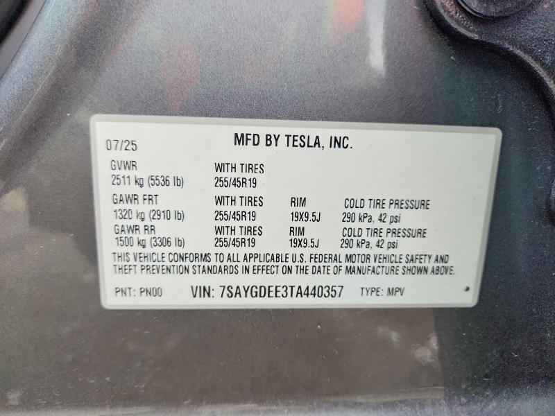 Продажа на аукционе авто 2026 Tesla Model Y, vin: 7SAYGDEE3TA440357, номер лота: 47030296