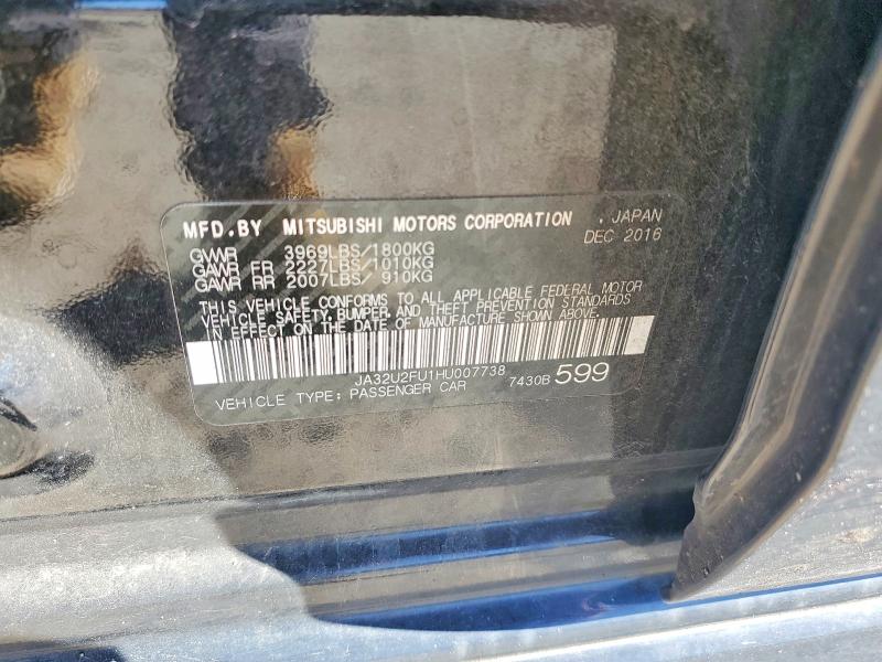Aukcja sprzedaży 2017 Mitsubishi Lancer, vin: JA32U2FU1HU007738, numer aukcji: 47377186