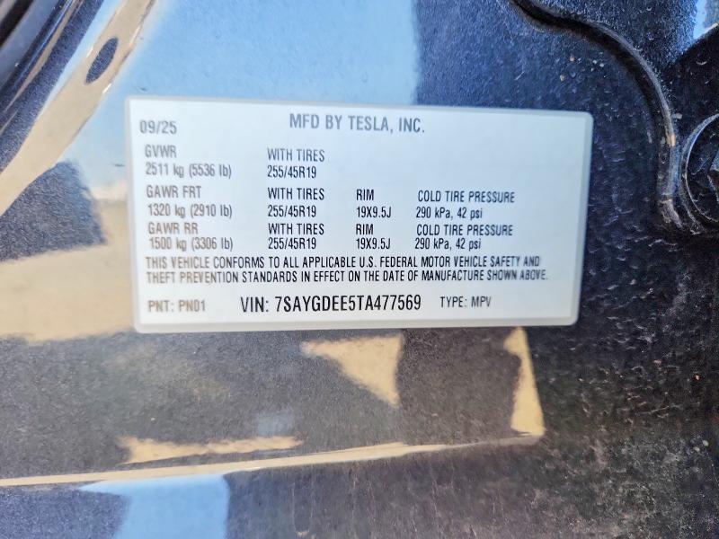 Aukcja sprzedaży 2026 Tesla Model Y, vin: 7SAYGDEE5TA477569, numer aukcji: 48139446