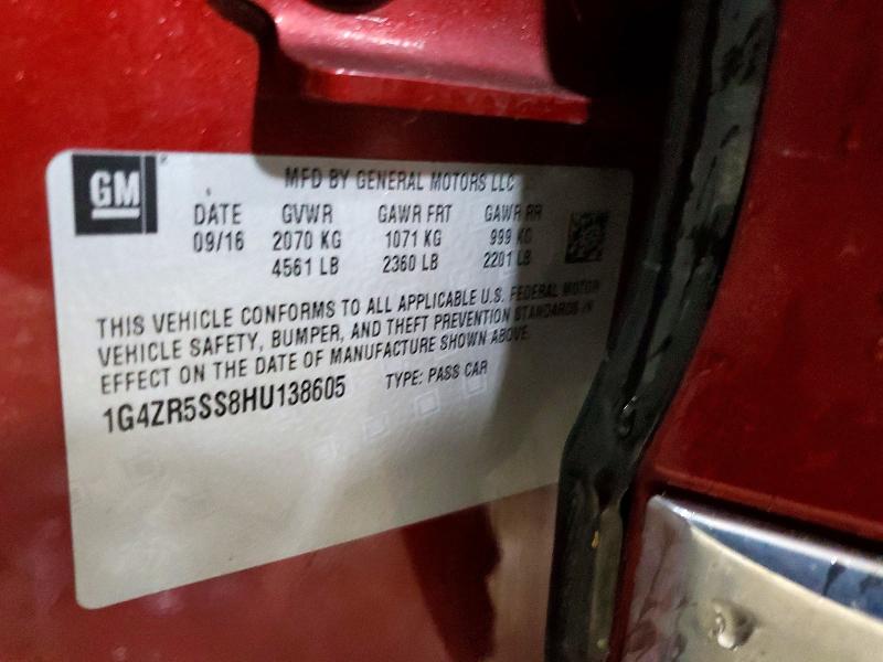 45962516 :رقم المزاد ، 1G4ZR5SS8HU138605 vin ، 2017 Buick Lacrosse مزاد بيع